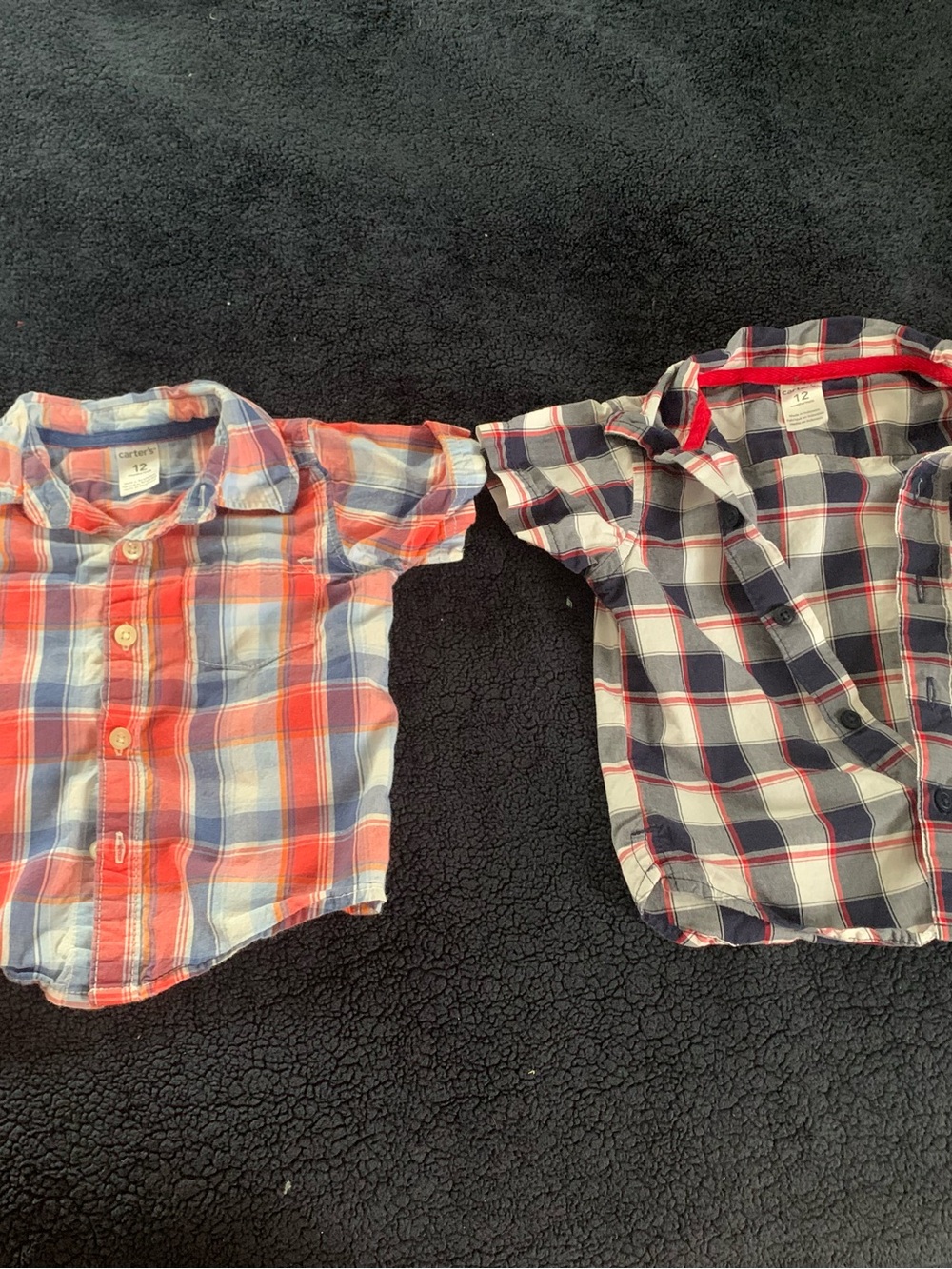 Carter's Pair of Plaid Button-Front Shirts in Red, Blue and Navy